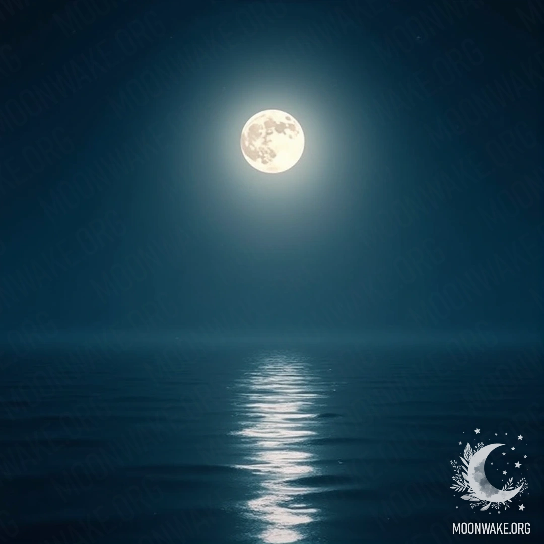 Bright Moon reflecting on a calm sea
