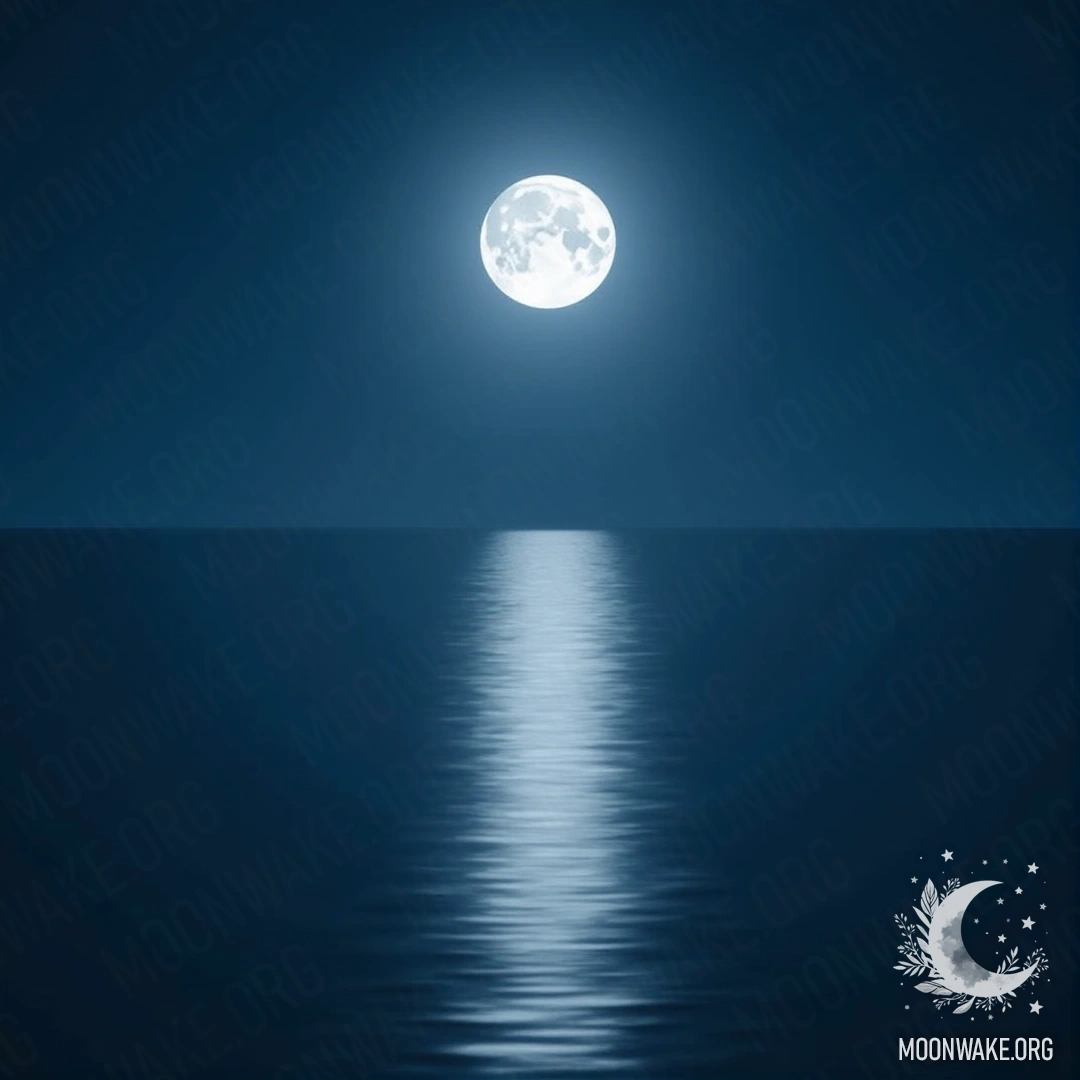 Bright Moon reflecting on a calm sea