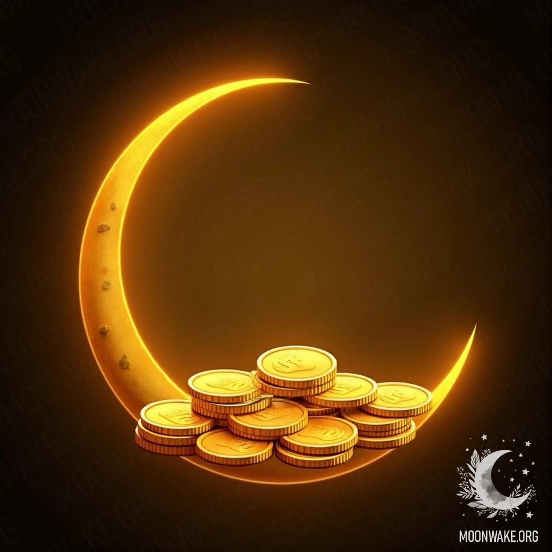 Coins arranged in a crescent shape