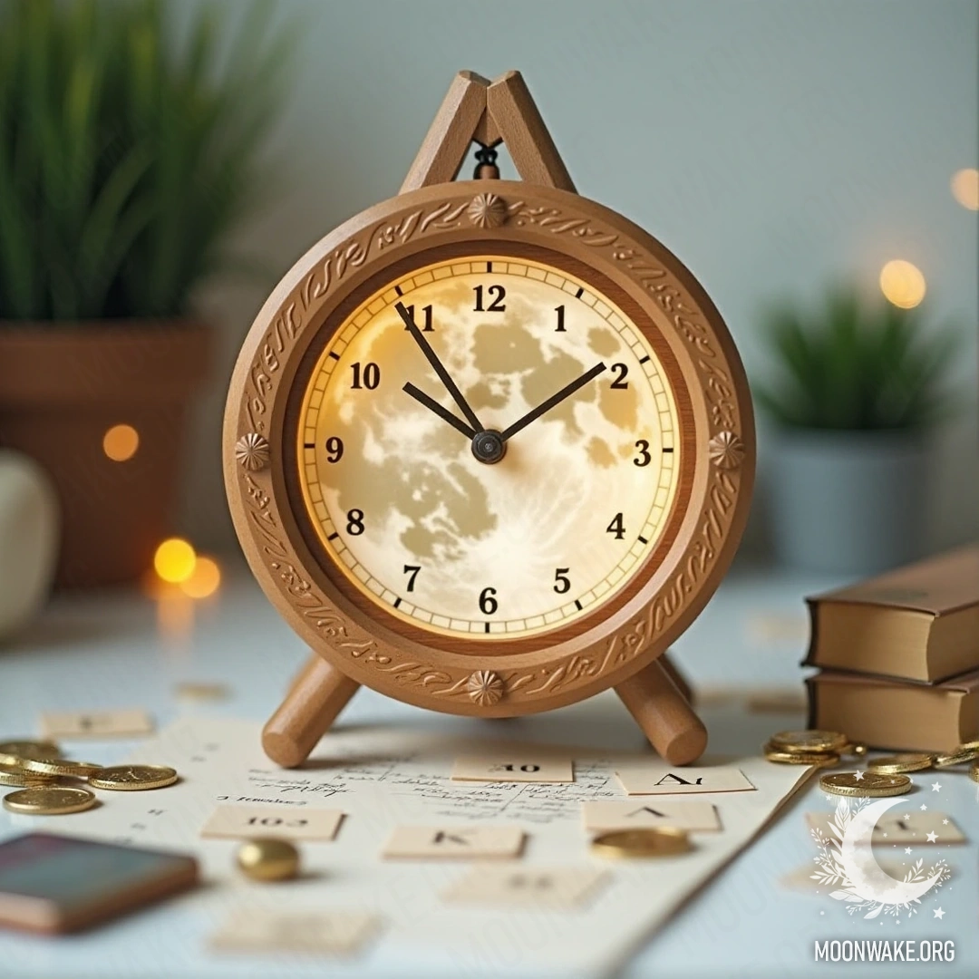 Workspace with a lunar calendar