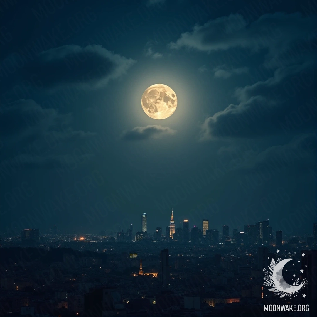 Waning Moon above the sleeping city