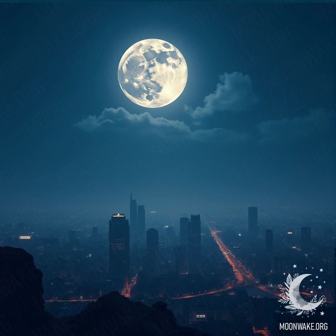 Waning Moon above the sleeping city