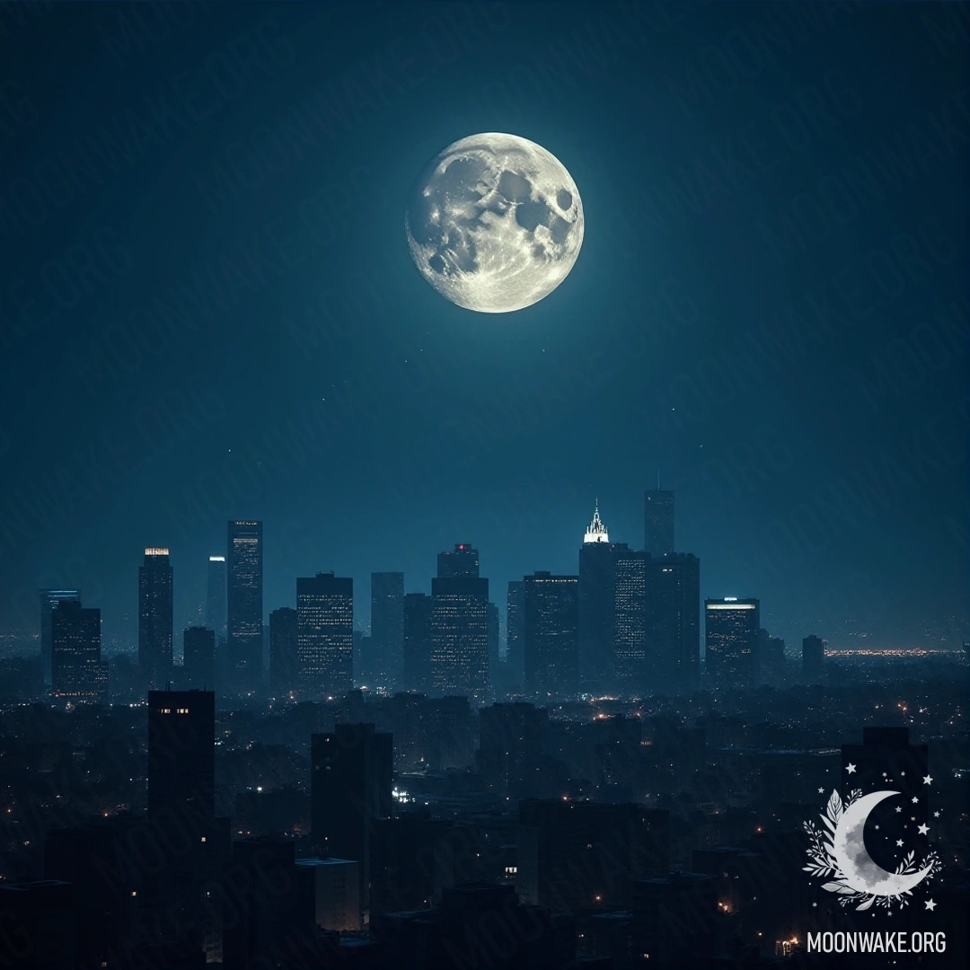 Waning Moon above the sleeping city